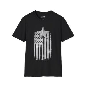 US Flag and Star Vertical Softstyle T-Shirt | Patriotic Elegance in Every Thread
